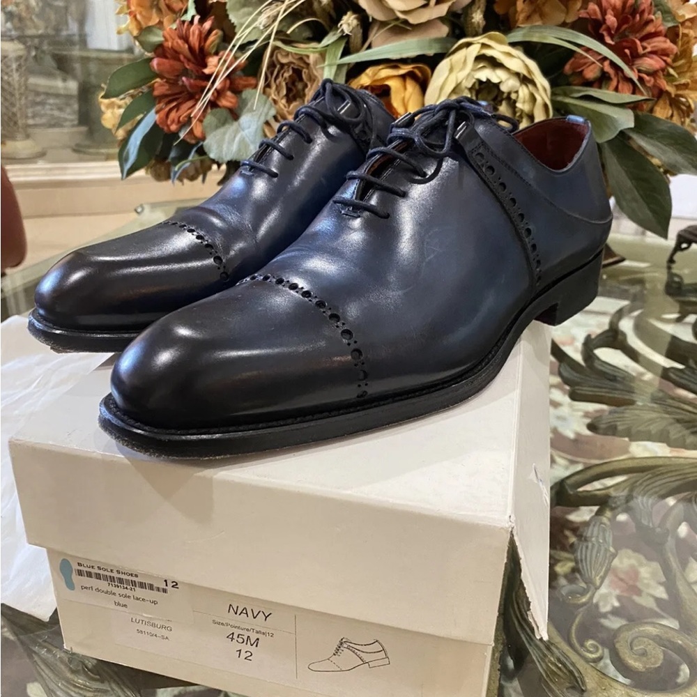BLUE SOLE SHOES Lutisburg Navy Lace Up Dress Shoes (12)